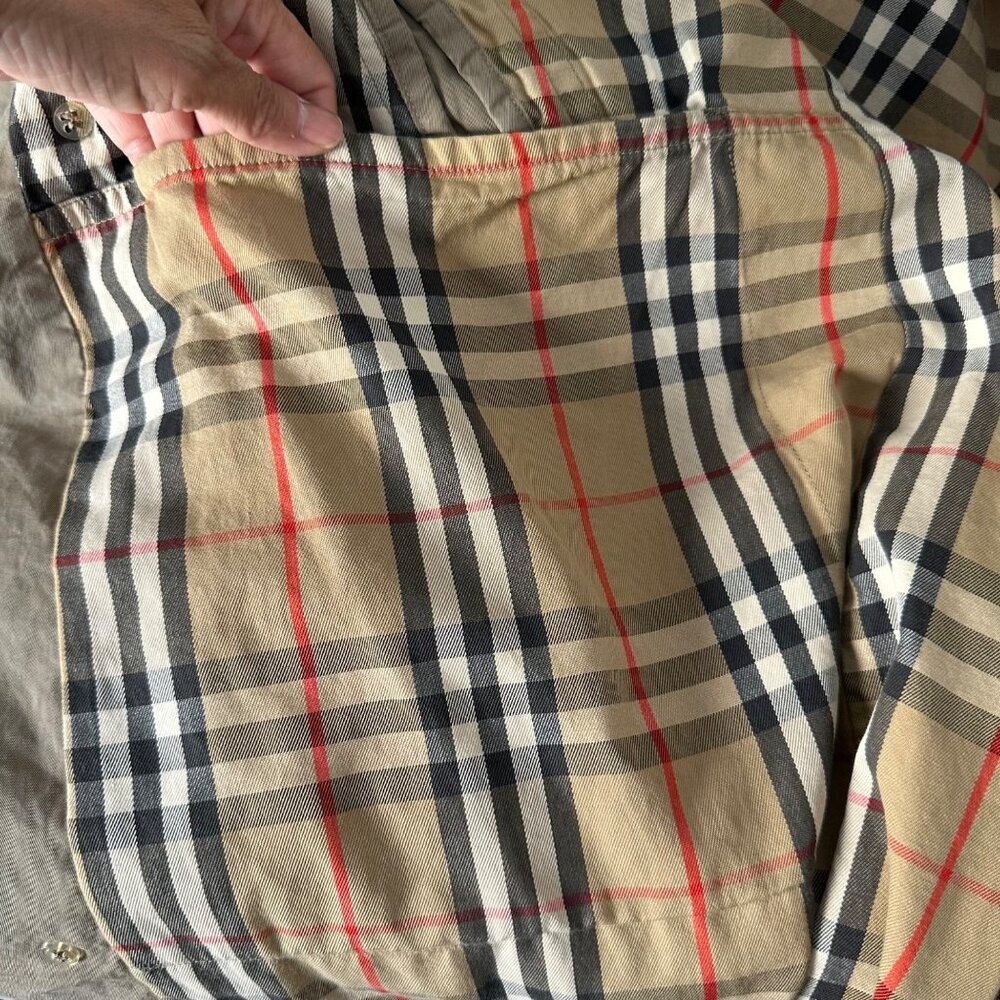 Vintage Burberry Trench Coat Peter Pan Neckline Double Breasted Cotton Buckle M - Picture 13 of 16